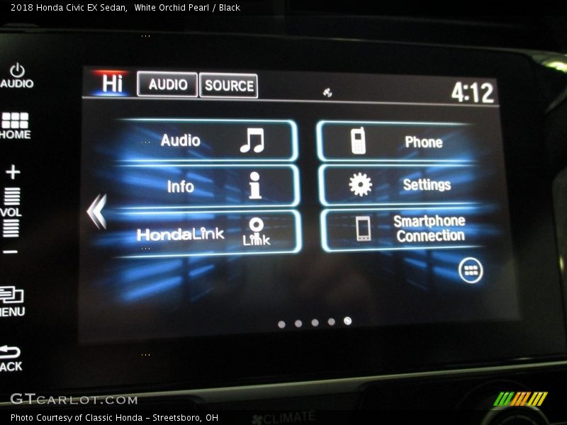 White Orchid Pearl / Black 2018 Honda Civic EX Sedan