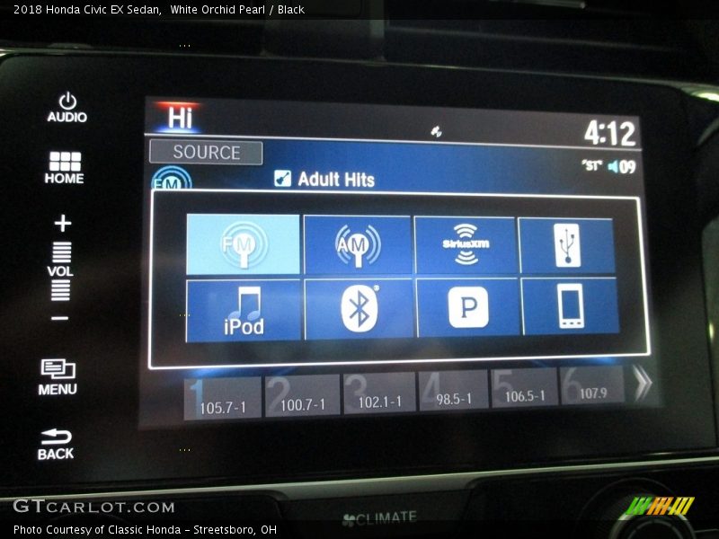 White Orchid Pearl / Black 2018 Honda Civic EX Sedan