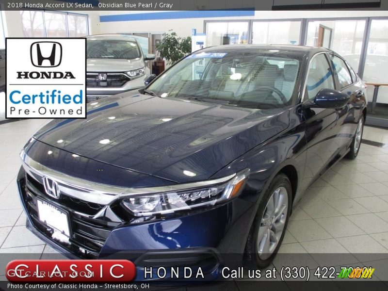 Obsidian Blue Pearl / Gray 2018 Honda Accord LX Sedan