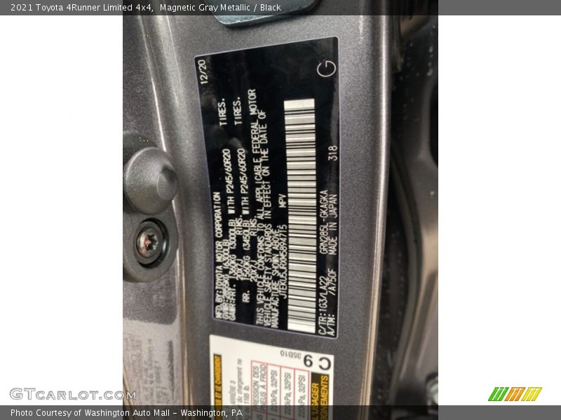 Magnetic Gray Metallic / Black 2021 Toyota 4Runner Limited 4x4