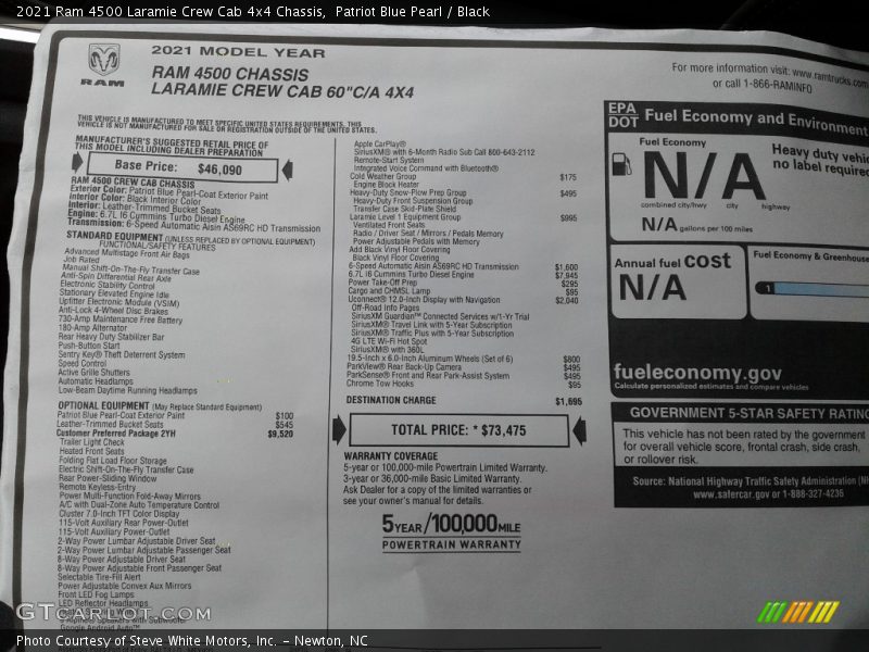 Patriot Blue Pearl / Black 2021 Ram 4500 Laramie Crew Cab 4x4 Chassis