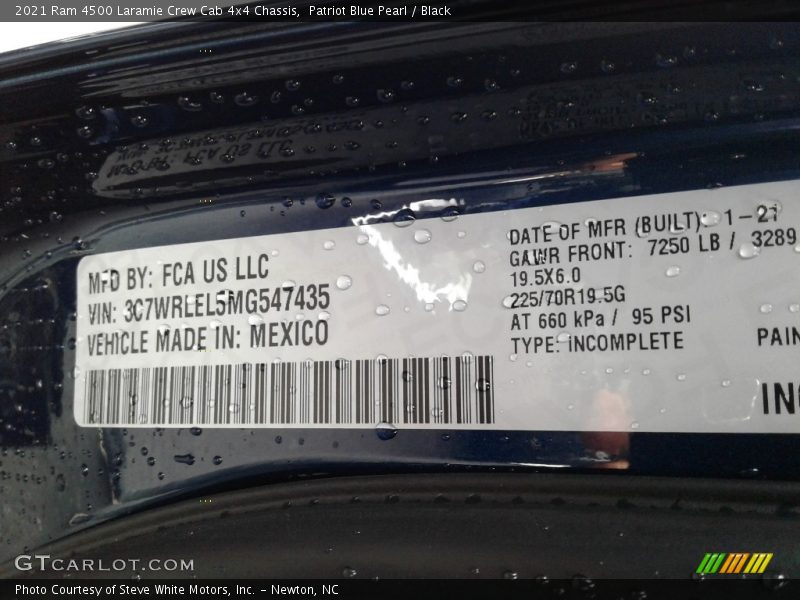 Patriot Blue Pearl / Black 2021 Ram 4500 Laramie Crew Cab 4x4 Chassis