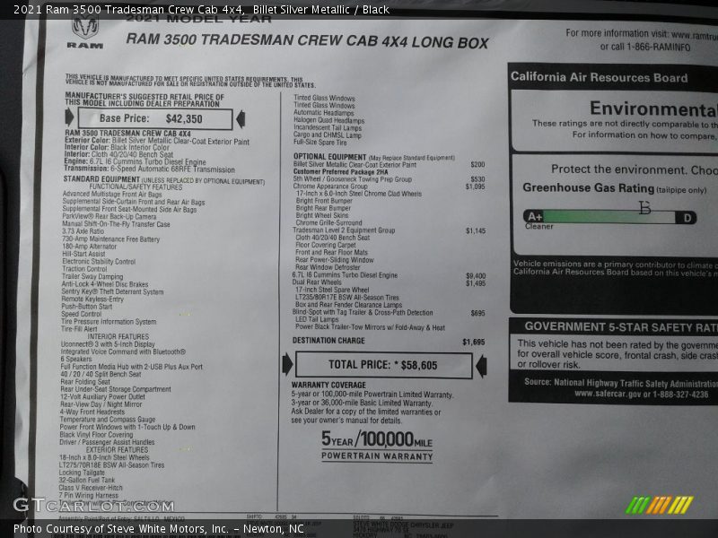 Billet Silver Metallic / Black 2021 Ram 3500 Tradesman Crew Cab 4x4