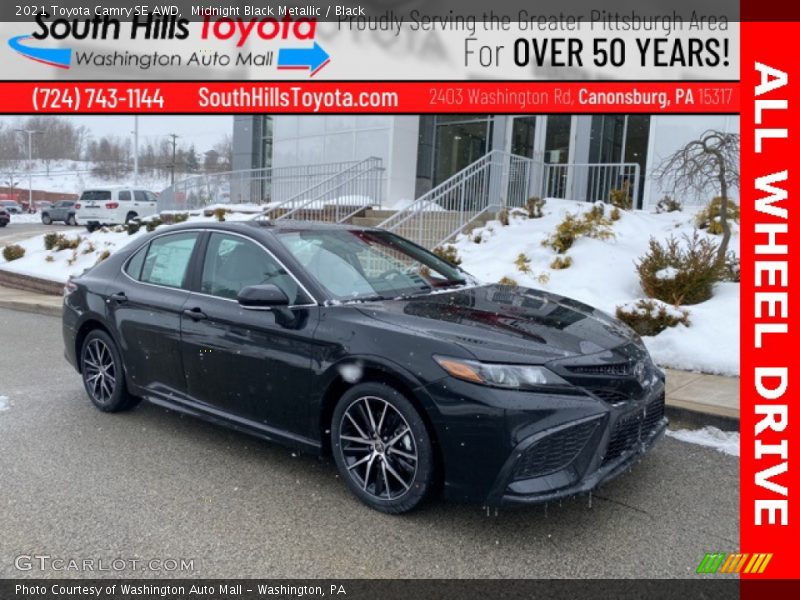 Midnight Black Metallic / Black 2021 Toyota Camry SE AWD