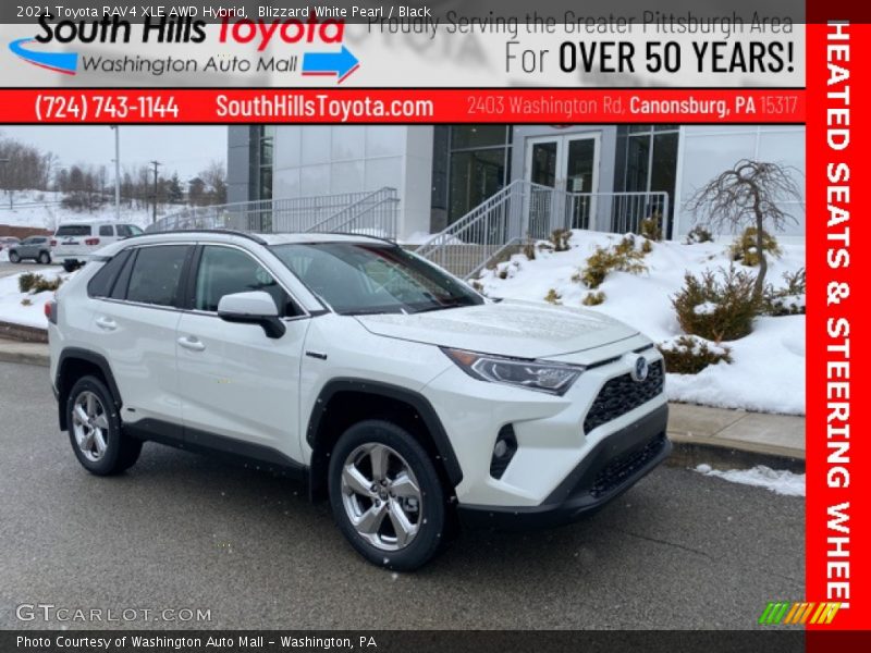 Blizzard White Pearl / Black 2021 Toyota RAV4 XLE AWD Hybrid