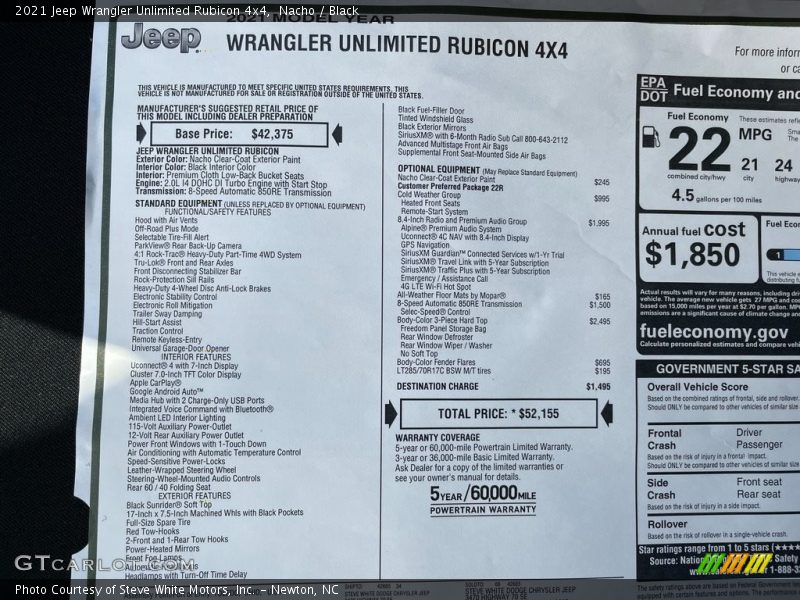 Nacho / Black 2021 Jeep Wrangler Unlimited Rubicon 4x4