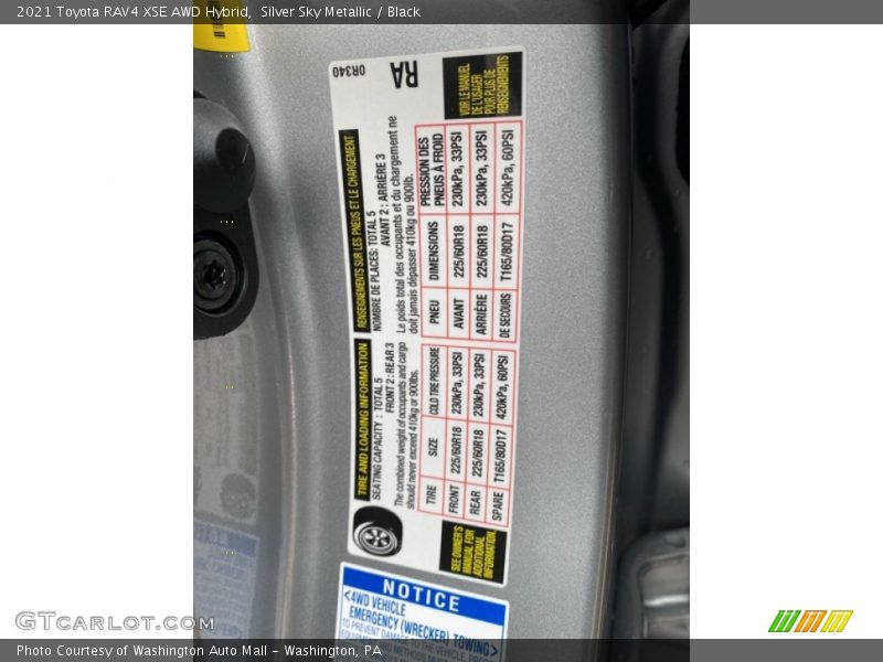 Silver Sky Metallic / Black 2021 Toyota RAV4 XSE AWD Hybrid