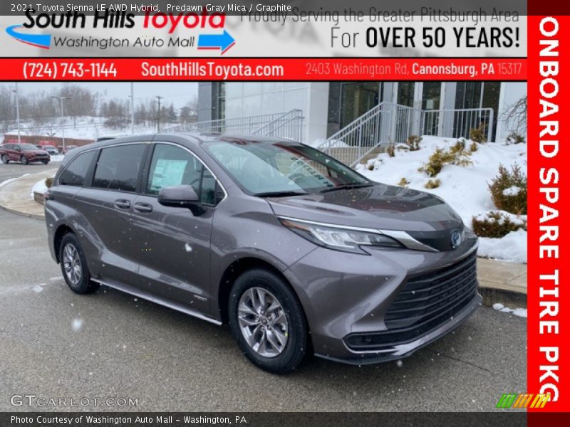 Predawn Gray Mica / Graphite 2021 Toyota Sienna LE AWD Hybrid