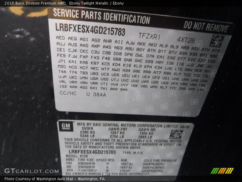 Ebony Twilight Metallic / Ebony 2016 Buick Envision Premium AWD