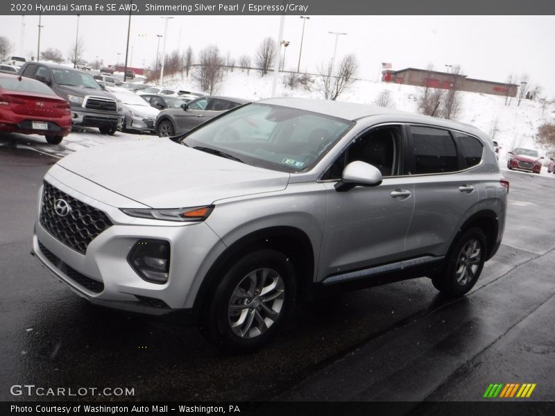 Shimmering Silver Pearl / Espresso/Gray 2020 Hyundai Santa Fe SE AWD