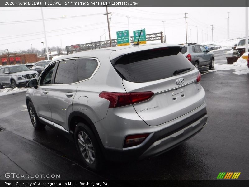 Shimmering Silver Pearl / Espresso/Gray 2020 Hyundai Santa Fe SE AWD