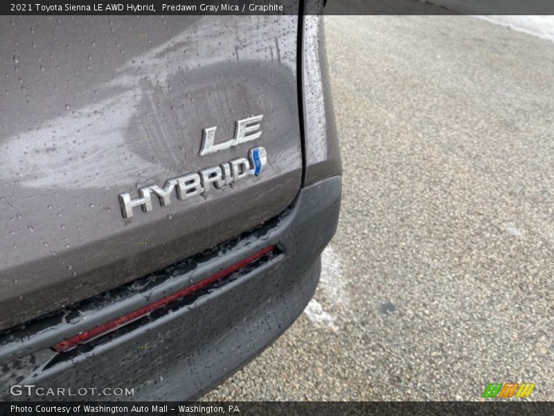 Predawn Gray Mica / Graphite 2021 Toyota Sienna LE AWD Hybrid