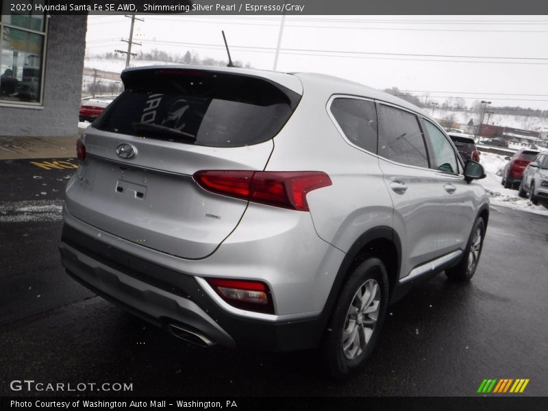 Shimmering Silver Pearl / Espresso/Gray 2020 Hyundai Santa Fe SE AWD