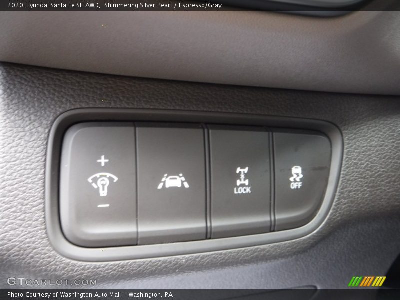 Shimmering Silver Pearl / Espresso/Gray 2020 Hyundai Santa Fe SE AWD