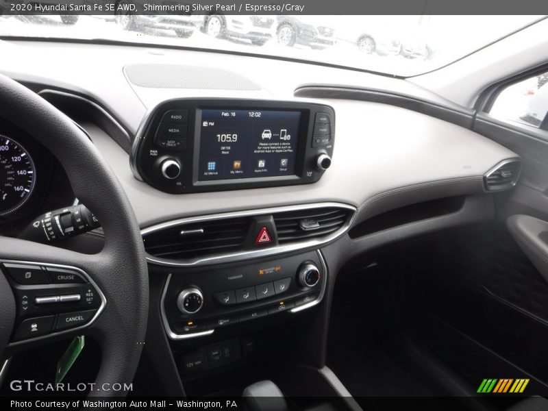 Shimmering Silver Pearl / Espresso/Gray 2020 Hyundai Santa Fe SE AWD