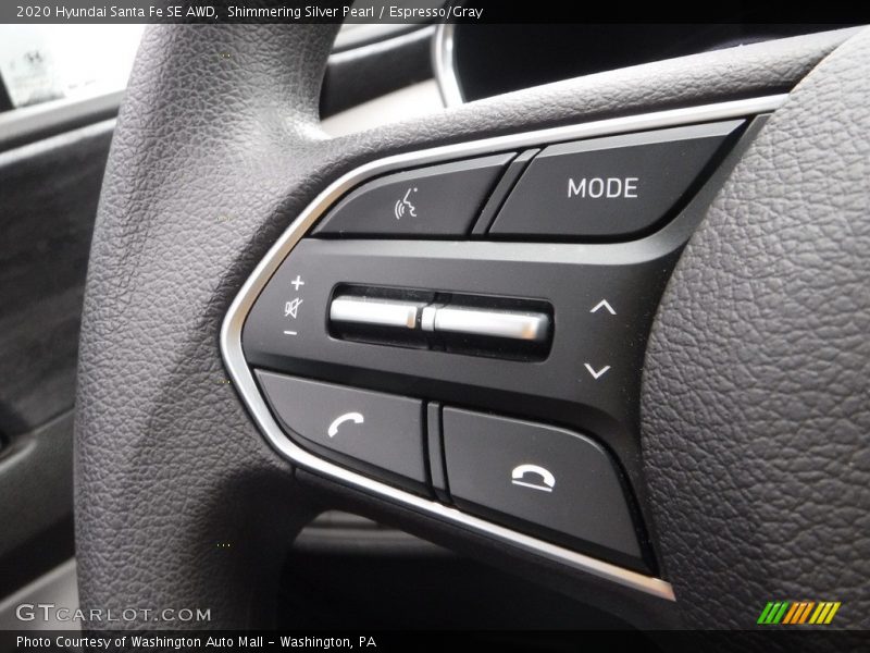 Shimmering Silver Pearl / Espresso/Gray 2020 Hyundai Santa Fe SE AWD