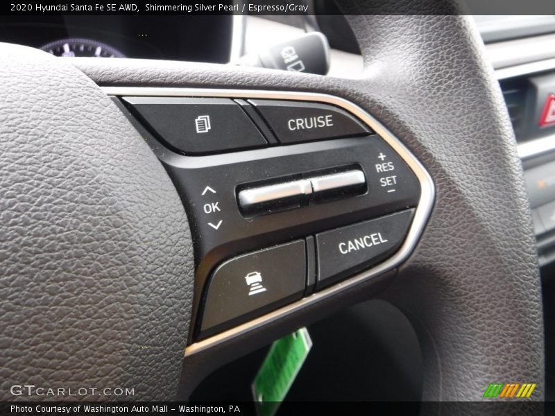 Shimmering Silver Pearl / Espresso/Gray 2020 Hyundai Santa Fe SE AWD