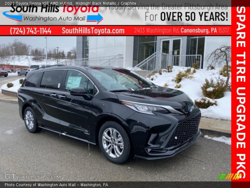 Midnight Black Metallic / Graphite 2021 Toyota Sienna XSE AWD Hybrid