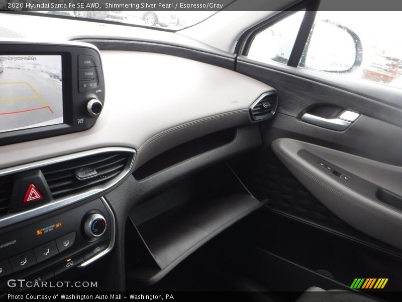 Shimmering Silver Pearl / Espresso/Gray 2020 Hyundai Santa Fe SE AWD