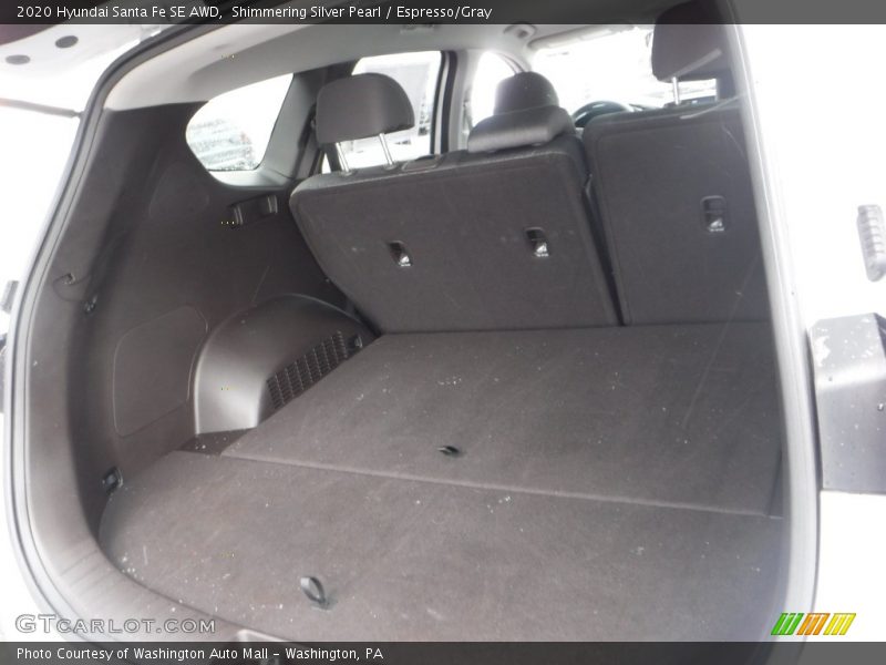 Shimmering Silver Pearl / Espresso/Gray 2020 Hyundai Santa Fe SE AWD