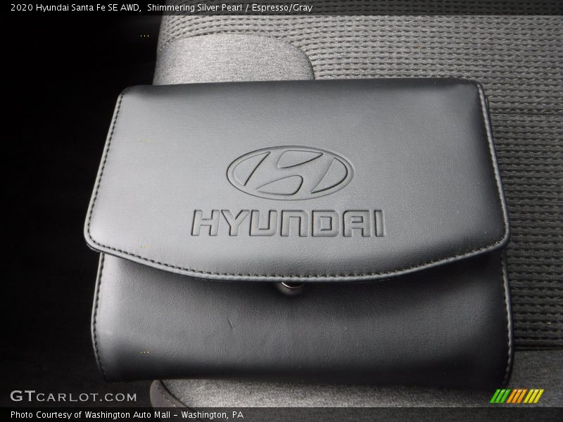 Shimmering Silver Pearl / Espresso/Gray 2020 Hyundai Santa Fe SE AWD