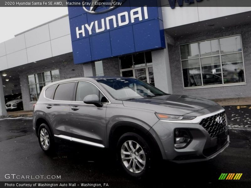 Machine Gray / Espresso/Gray 2020 Hyundai Santa Fe SE AWD