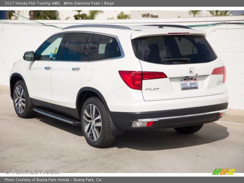 White Diamond Pearl / Beige 2017 Honda Pilot Touring AWD