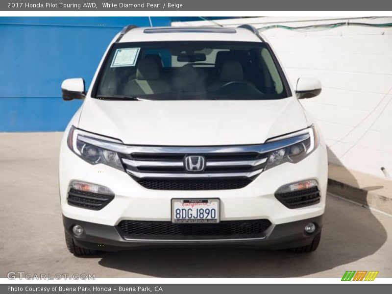 White Diamond Pearl / Beige 2017 Honda Pilot Touring AWD