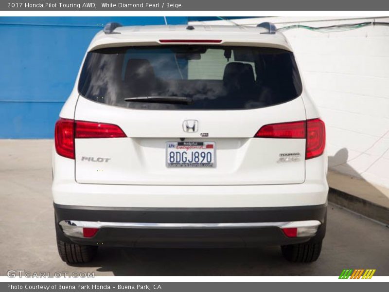 White Diamond Pearl / Beige 2017 Honda Pilot Touring AWD