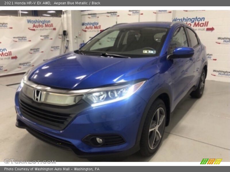Aegean Blue Metallic / Black 2021 Honda HR-V EX AWD