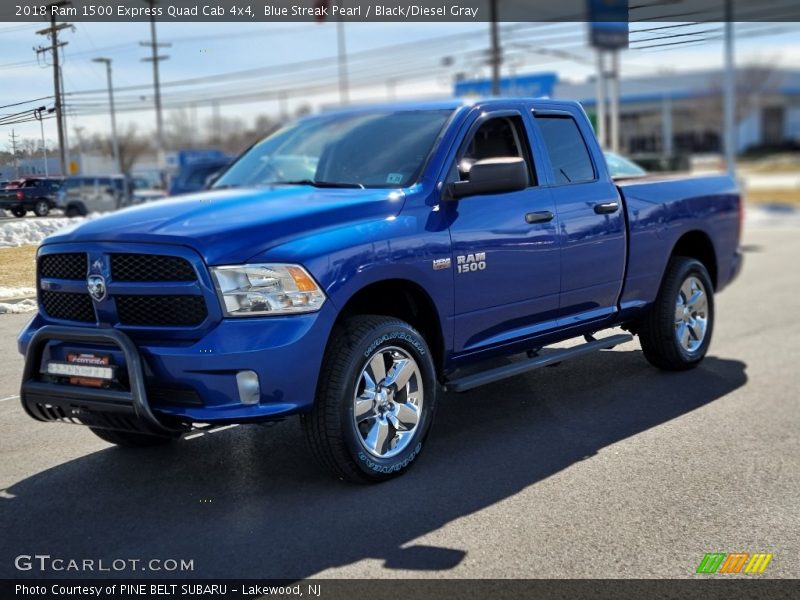 Blue Streak Pearl / Black/Diesel Gray 2018 Ram 1500 Express Quad Cab 4x4