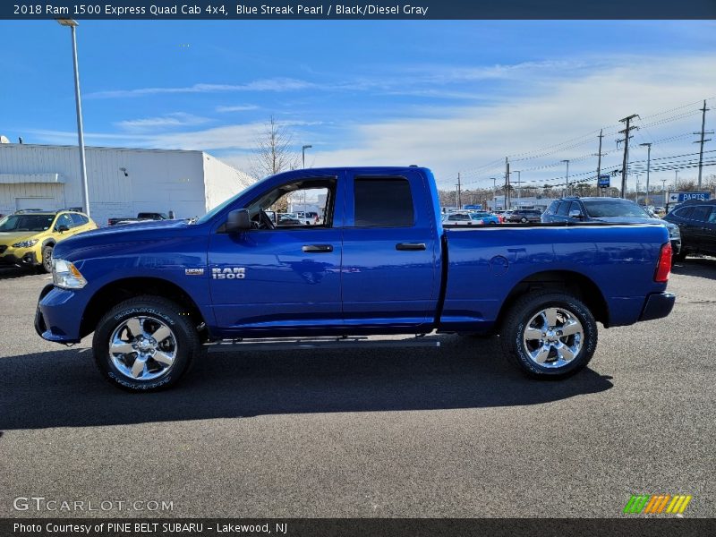 Blue Streak Pearl / Black/Diesel Gray 2018 Ram 1500 Express Quad Cab 4x4