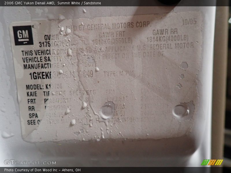 Summit White / Sandstone 2006 GMC Yukon Denali AWD