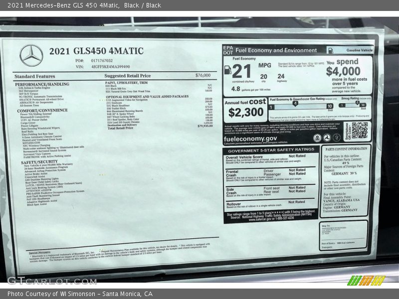 Black / Black 2021 Mercedes-Benz GLS 450 4Matic