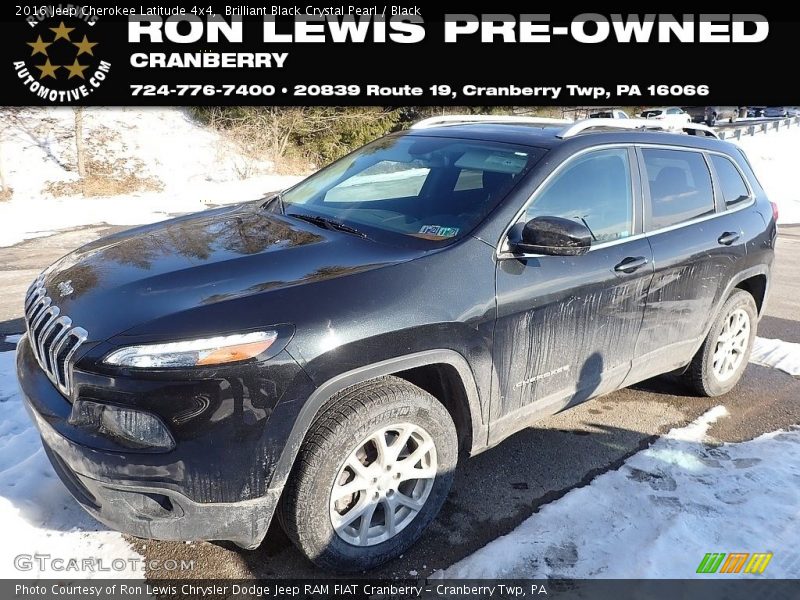 Brilliant Black Crystal Pearl / Black 2016 Jeep Cherokee Latitude 4x4