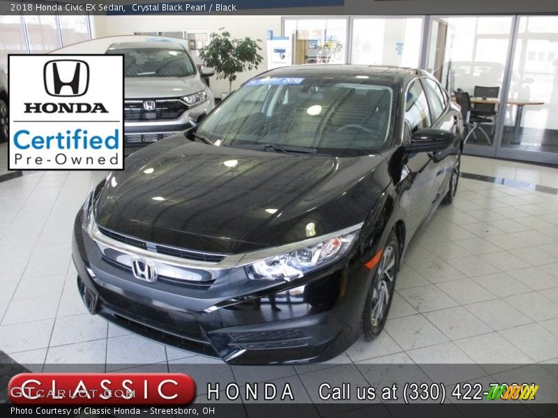 Crystal Black Pearl / Black 2018 Honda Civic EX Sedan