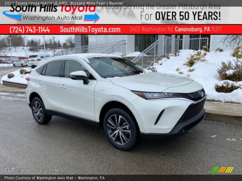 Blizzard White Pearl / Boulder 2021 Toyota Venza Hybrid LE AWD