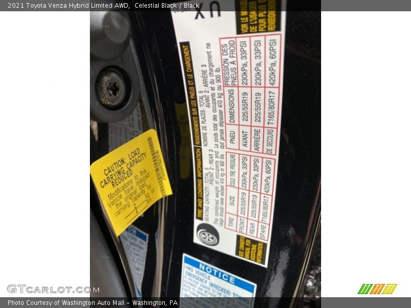 Celestial Black / Black 2021 Toyota Venza Hybrid Limited AWD