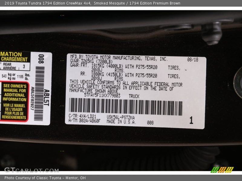 Smoked Mesquite / 1794 Edition Premium Brown 2019 Toyota Tundra 1794 Edition CrewMax 4x4