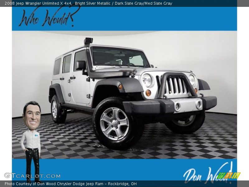 Bright Silver Metallic / Dark Slate Gray/Med Slate Gray 2008 Jeep Wrangler Unlimited X 4x4