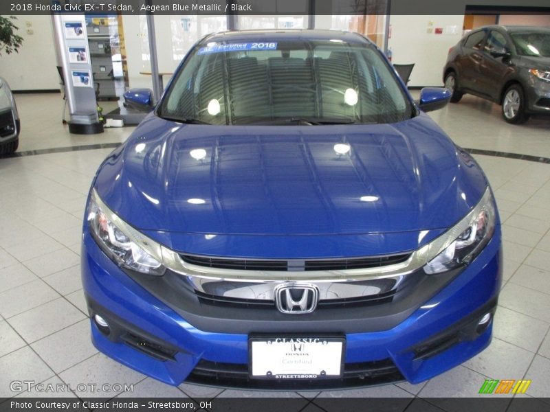 Aegean Blue Metallic / Black 2018 Honda Civic EX-T Sedan