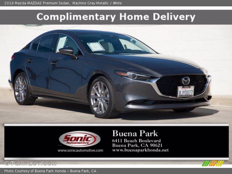 Machine Gray Metallic / White 2019 Mazda MAZDA3 Premium Sedan