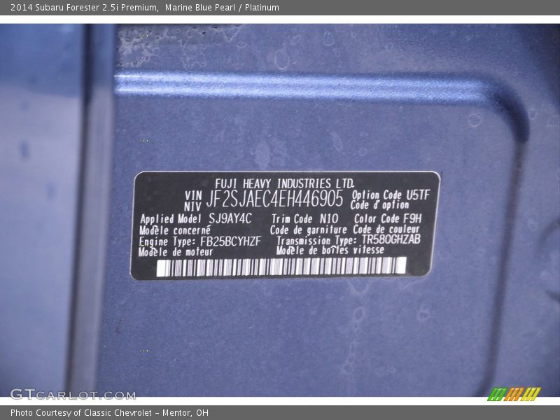 Marine Blue Pearl / Platinum 2014 Subaru Forester 2.5i Premium