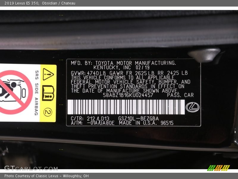 Obsidian / Chateau 2019 Lexus ES 350