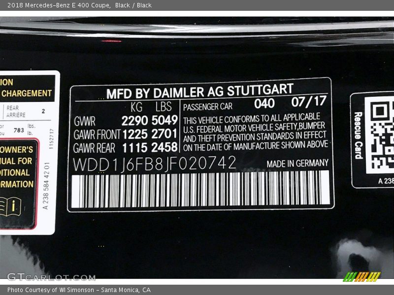 Black / Black 2018 Mercedes-Benz E 400 Coupe