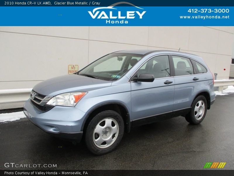 Glacier Blue Metallic / Gray 2010 Honda CR-V LX AWD
