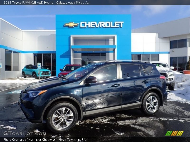 Galactic Aqua Mica / Ash 2018 Toyota RAV4 XLE AWD Hybrid