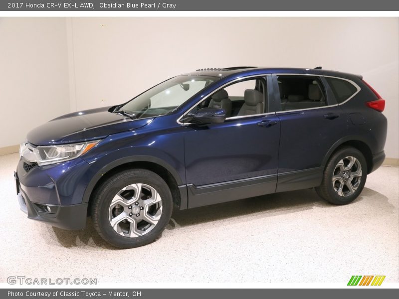 Obsidian Blue Pearl / Gray 2017 Honda CR-V EX-L AWD