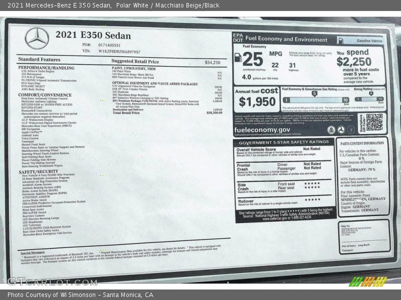 Polar White / Macchiato Beige/Black 2021 Mercedes-Benz E 350 Sedan