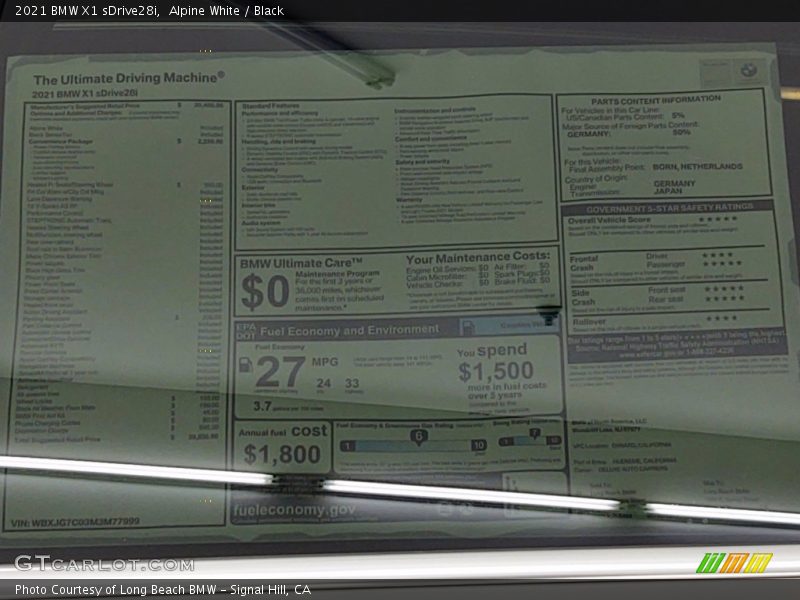 Alpine White / Black 2021 BMW X1 sDrive28i